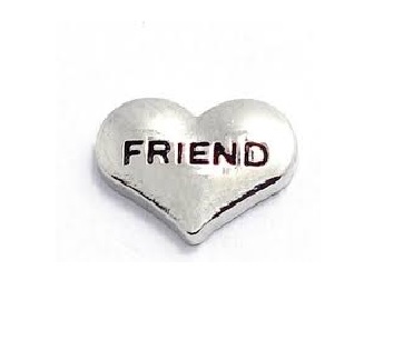 Friend silvertone heart 9mm floating charm - Click Image to Close